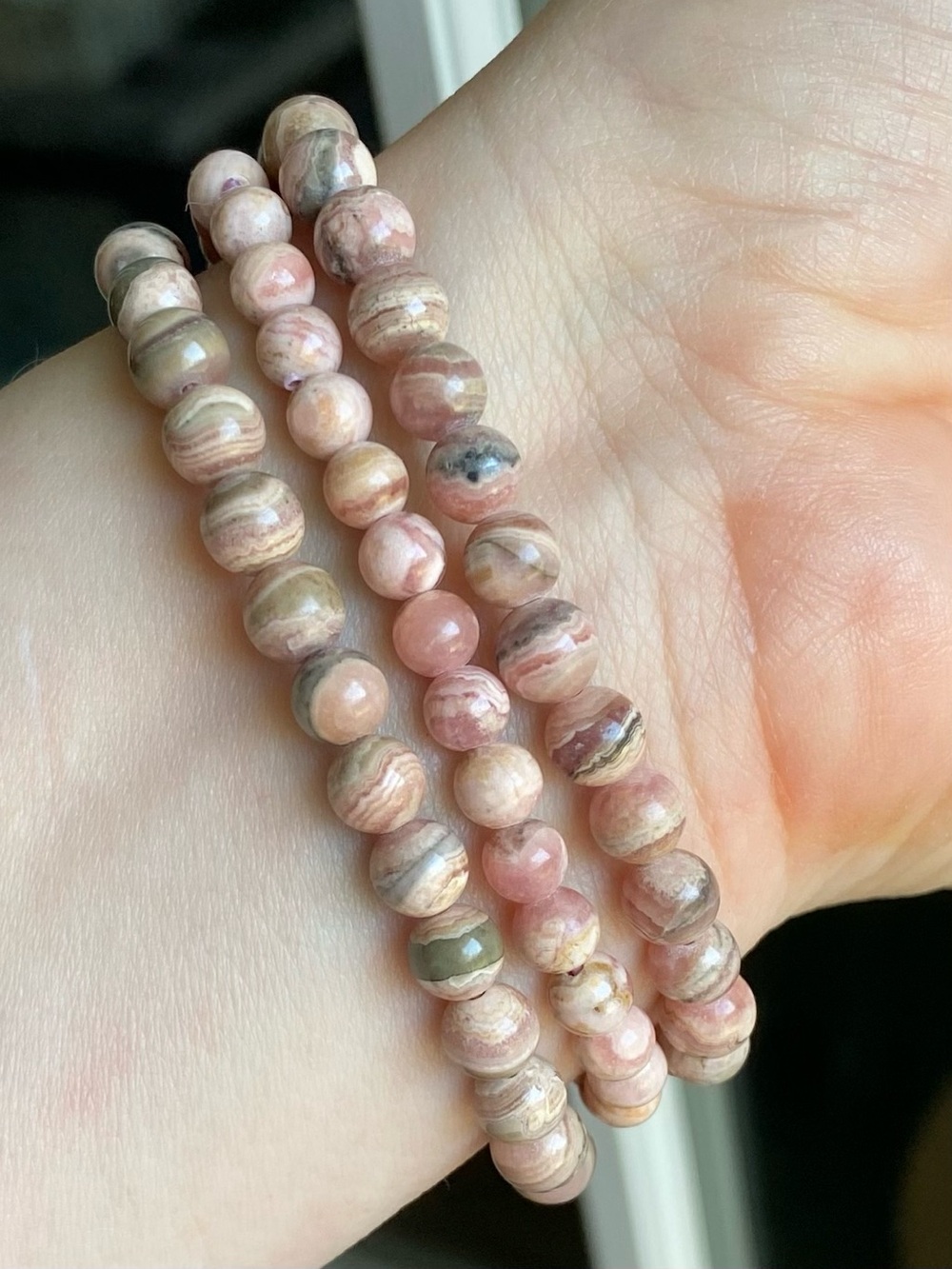 💗 Premium Rhodochrosite Crystal Bracelet | 5–6 mm Beads 💗